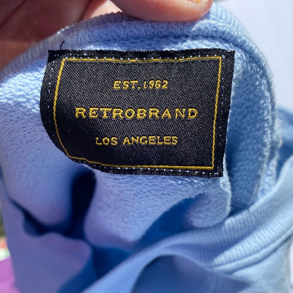 Free People Retro Brand Sweatshirt Brooklyn Graphic Light Blue large EUC - Picture 10 of 11